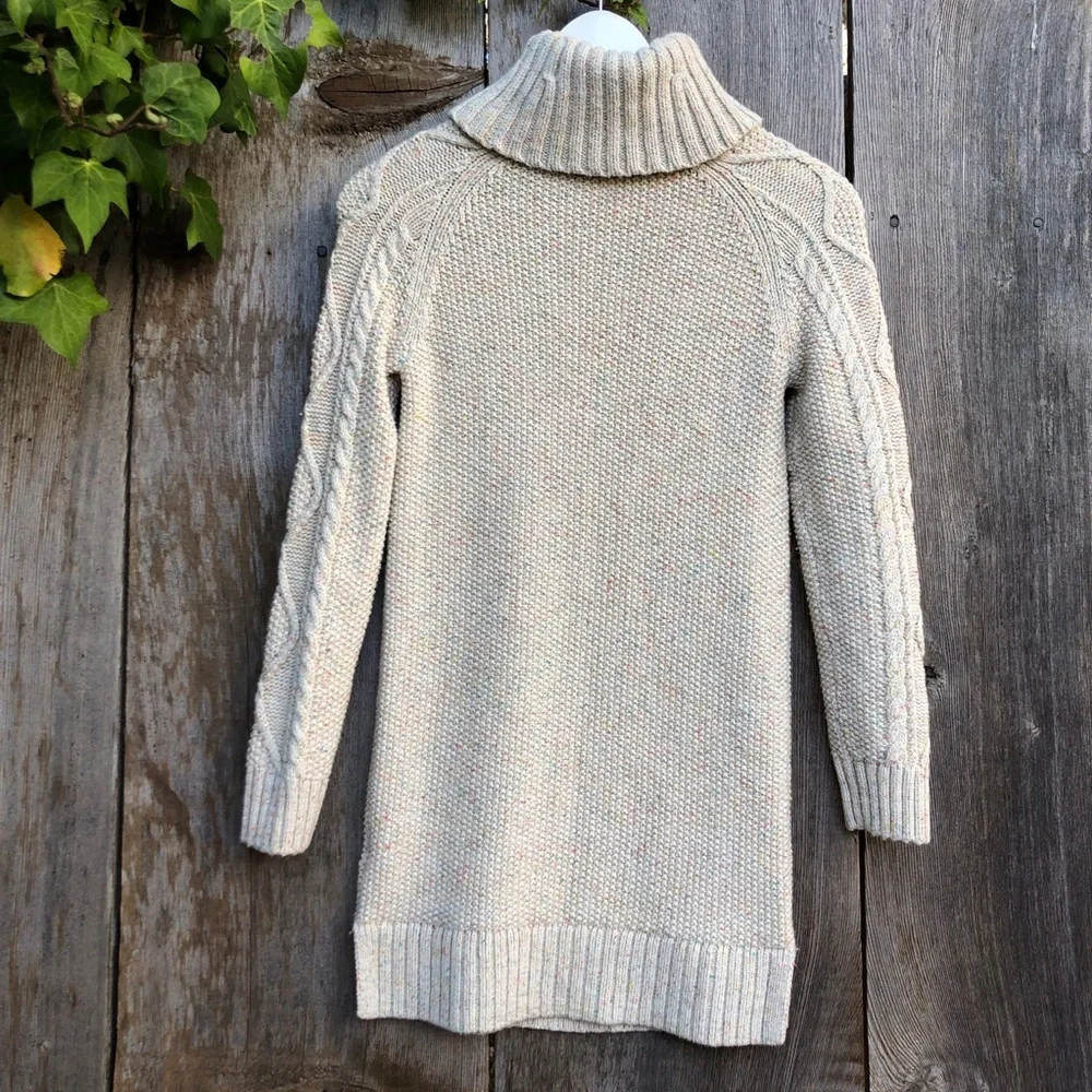 GAP Cream Cable Knit Turtleneck Sweater Dress